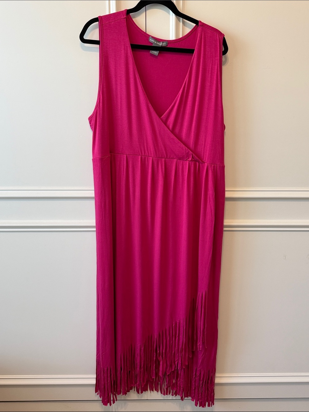 Kate & Mallory Hot Pink Sleeveless Fringe-Hem Maxi Dress